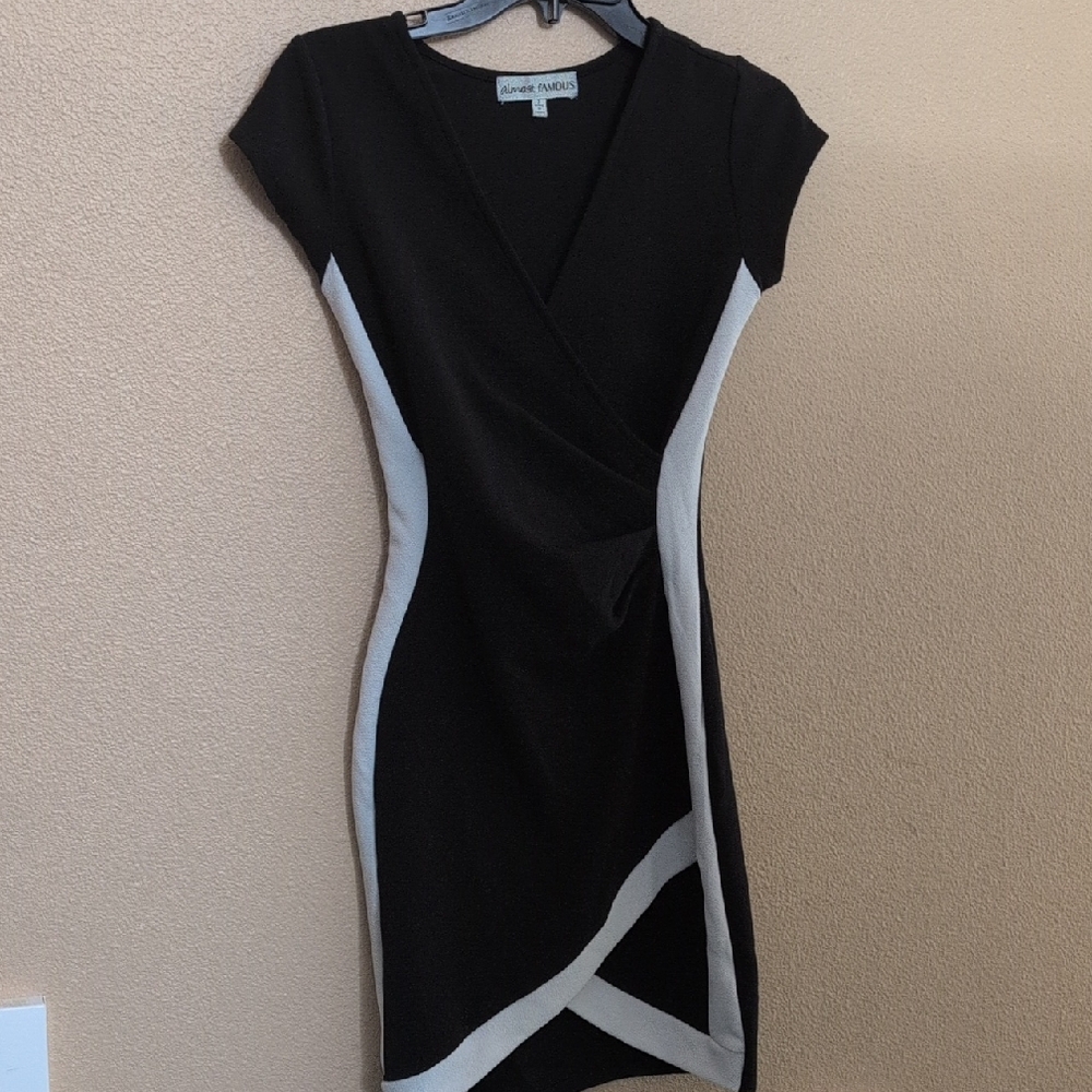 Almost Famous Asymmetrical Black and Cream Dress